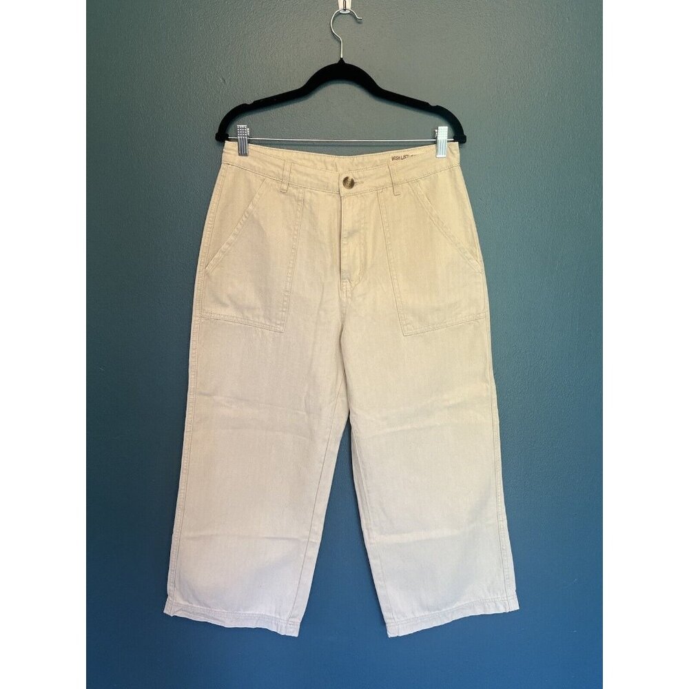 Wish List Wide Leg High Rise Crop Jeans in Cream Color Size Large